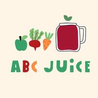 ABC Juice. Flat design. Hand drawn illustration. vector