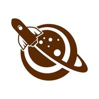 Planet with plane icon design vector