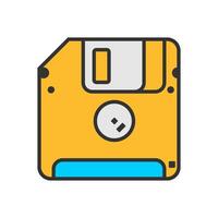 Floppy disk orange icon design vector
