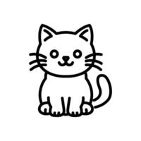 Simple line art cat icon frontal view vector