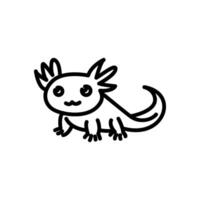 Cute axolotl line icon, side view vector