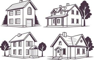 High-Quality House Illustrations for Architecture and Home Services vector