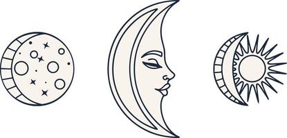 Creative Moon Illustrations for Print on Demand Products vector