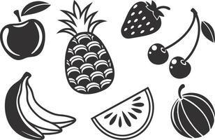 Flat Style Fruits Icon Set vector