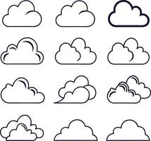 Cloud Icon Set for Weather and Tech Design vector
