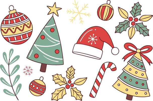 Merry and Bright Christmas Clipart Set for Holiday Designs