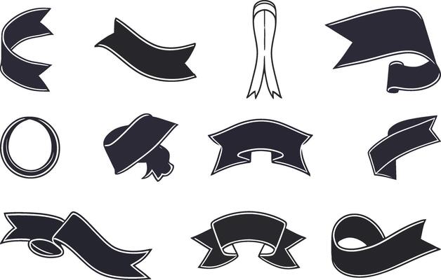 Elegant Black Ribbons for Graphic and Web Use