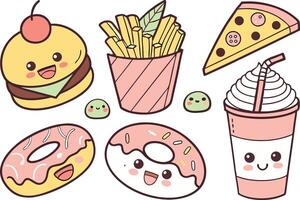 Kawaii Breakfast Doodles for Digital Downloads vector