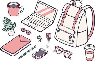 Everyday Essentials Clipart Set in Multiple Styles vector