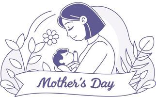 Mother's Day Icon in Minimal Line Art Style vector