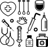Flat and Outline Medical Icons for App Developers vector