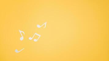 Musical notes cut from paper, flat lay. Top view music layout on yellow background. Place for text photo