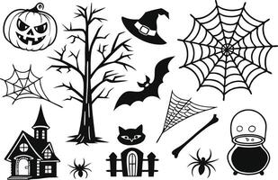 Halloween Elements Bundle in Spooky Style vector