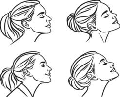 Minimal Line Art Faces Bundle for Creative Projects vector