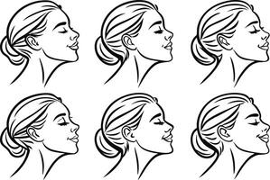 Modern Minimal Line Art Faces Bundle for Designers vector