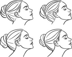 Elegant Line Art Faces Bundle in Minimal Style vector