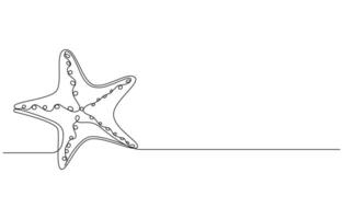 Simple Linear Starfish line art draw vector