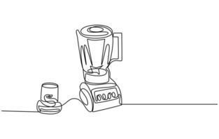 Blender Smoothie Maker Food Processor continuous one line art drawing, One single line drawing of electric blender home appliance for making fruit juice smoothie vector