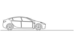 Continuous one line drawing of modern sport car vector