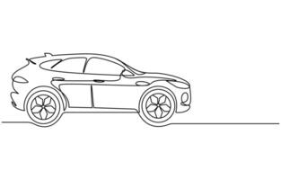 Abstract small car continuous one line drawing style vector