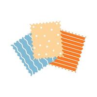 Set of samples of different colored fabrics for sewing. illustrations. vector