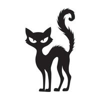 Scary Halloween cat silhouette. eight Cartoon black cat vector