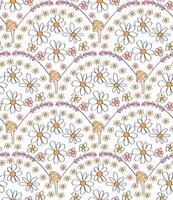 cute retro daisy and mushroom scallop seamless pattern. vector