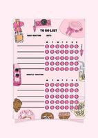 habit tracker with pink picnic elements vector