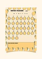 Lemon-themed water tracker. Planner for daily and weekly organizing. vector