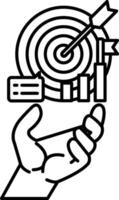 hand holding a target with a bullseye and a arrow vector