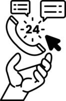 hand holding a phone with a dial and a arrow pointing to the right vector