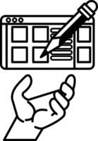 hand holding a pencil is drawing on a computer screen vector