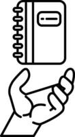 spiral notebook is being held by a hand vector