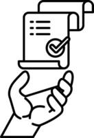 hand holding a piece of paper with a check mark on it vector