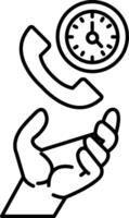 hand holding a phone with a clock on top of it vector