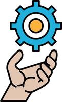 A hand is holding a gear, symbolizing the importance of gears in machinery vector