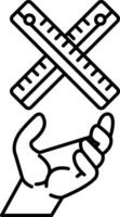hand holding a ruler and an X vector