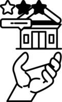hand is holding a building with stars on it vector