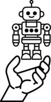 robot is being held in a hand vector