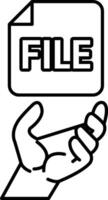 hand holding a file in line art style vector