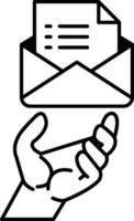 hand holding an envelope with a background vector