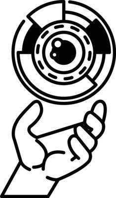 hand holding a circle with a section