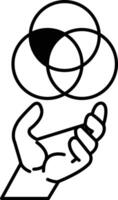 hand holding three circles vector