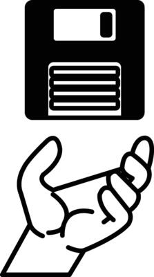 hand is holding a floppy disc