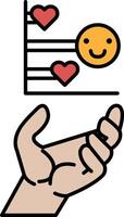 A hand holding a heart and smiling vector