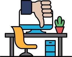 A hand is giving a thumbs down to a computer monitor vector