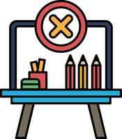 A blue desk with a red circle and an X on it vector
