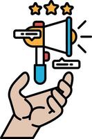 A hand holding a microphone with a star above it vector