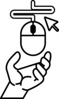hand holding a mouse with a arrow pointing to it vector