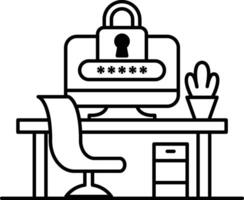 computer monitor with a password lock on it vector